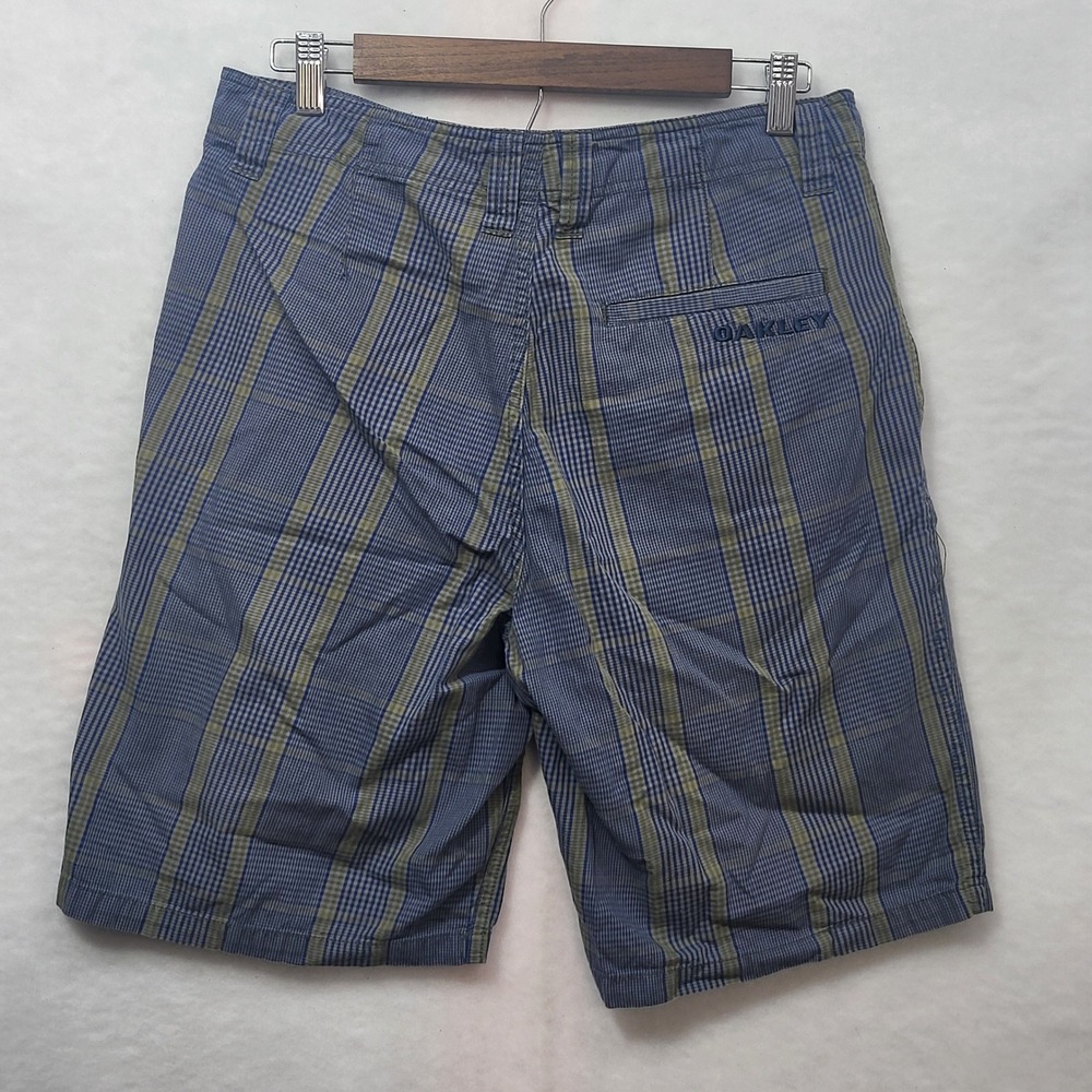 Oakley Mens Plaid Flat Front Shorts Blue Green Checkered Size 31 Casual Outdoor* - Picture 5 of 10